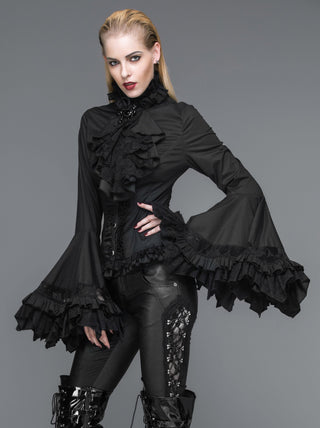 Belladonna Rhapsody - Victorian Jabot Blouse in Black