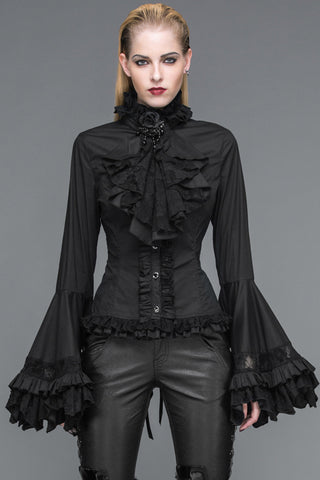 Belladonna Rhapsody - Victorian Jabot Blouse in Black