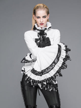 Belladonna Rhapsody - Victorian Jabot Blouse in White