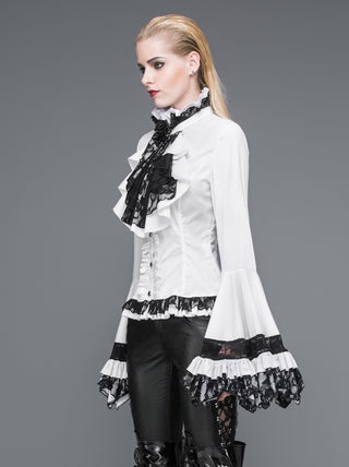 Belladonna Rhapsody - Victorian Jabot Blouse in White
