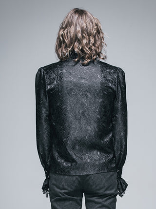 Lucien – Men’s Black Victorian Ruffle Shirt