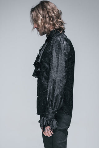 Lucien – Men’s Black Victorian Ruffle Shirt