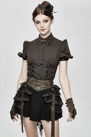 Clockwork Muse Brown Pinstripe Steampunk Blouse