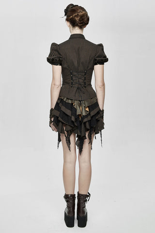 Clockwork Muse Brown Pinstripe Steampunk Blouse