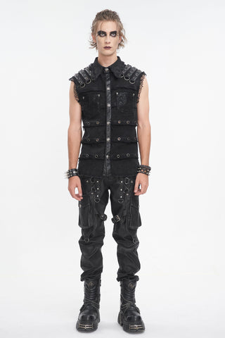 Black Vanguard Distressed Vest