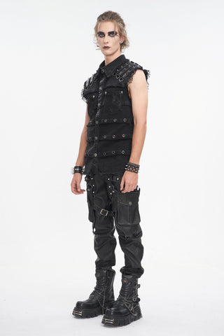 Black Vanguard Distressed Vest
