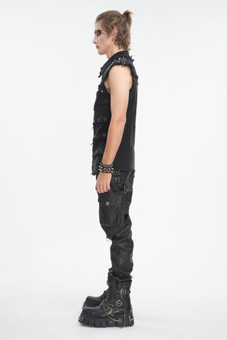 Black Vanguard Distressed Vest