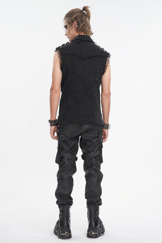 Black Vanguard Distressed Vest