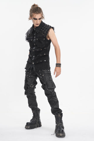 Black Vanguard Distressed Vest