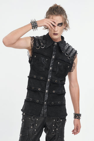 Black Vanguard Distressed Vest