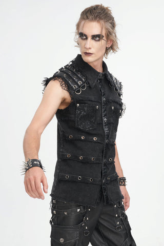 Black Vanguard Distressed Vest