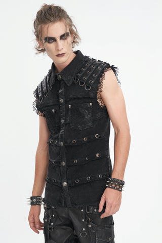 Black Vanguard Distressed Vest
