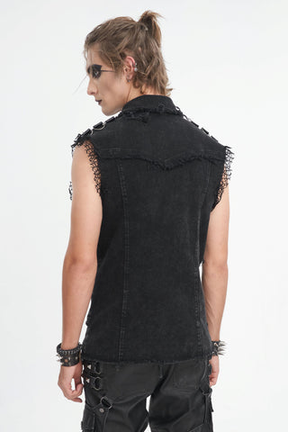 Black Vanguard Distressed Vest