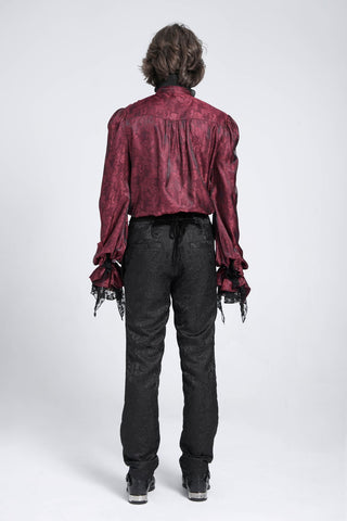 Red Satin Ruffle Shirt