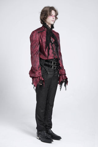 Red Satin Ruffle Shirt