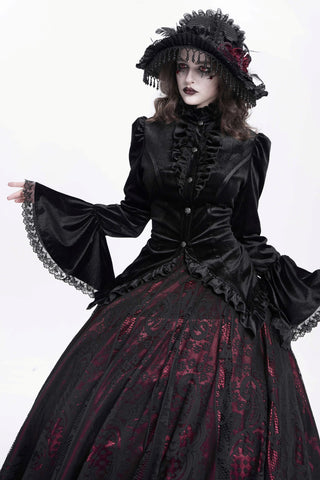 Victorian Tailcoat Black Velvet Gothic Blouse