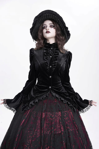 Victorian Tailcoat Black Velvet Gothic Blouse