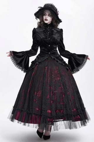 Victorian Tailcoat Black Velvet Gothic Blouse