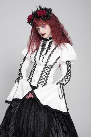 Isolde – Victorian Bell Sleeve White Blouse