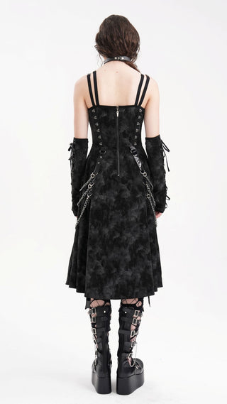 Dark Punk Chain Dress with Arm Warmers
