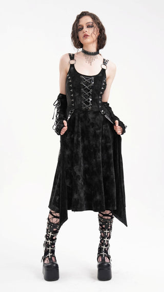 Dark Punk Chain Dress with Arm Warmers