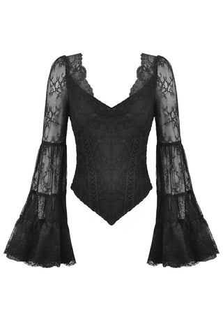 .Gothic Lace Bell Sleeve Blouse