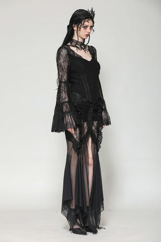.Gothic Lace Bell Sleeve Blouse