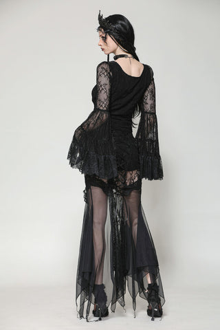 .Gothic Lace Bell Sleeve Blouse