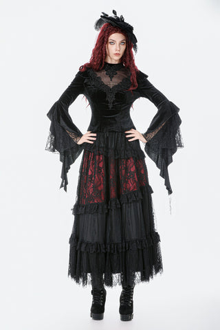 Victorian High-Neck Velvet Bodice Top