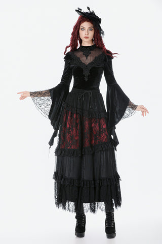 Victorian High-Neck Velvet Bodice Top