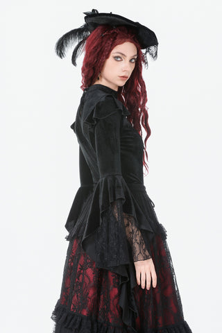 Victorian High-Neck Velvet Bodice Top