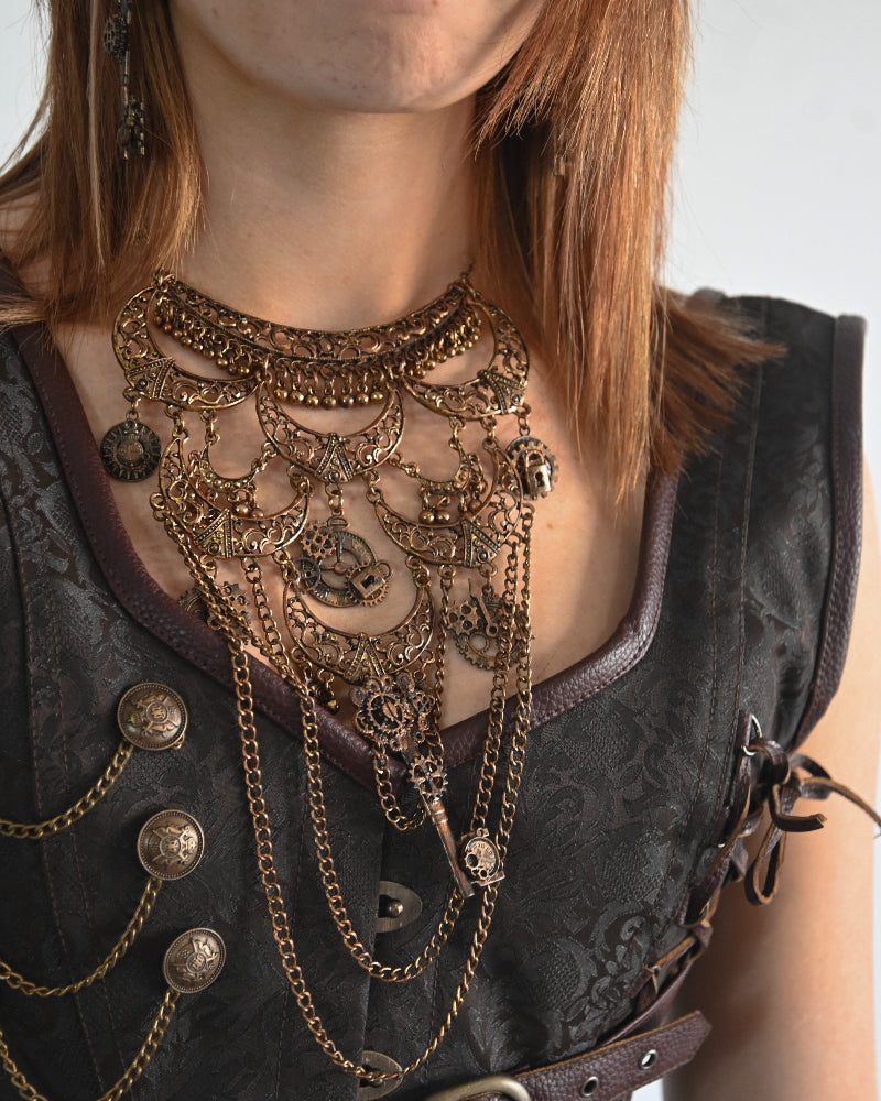 The Key to Aetheria - Steampunk Necklace & Earrings Set