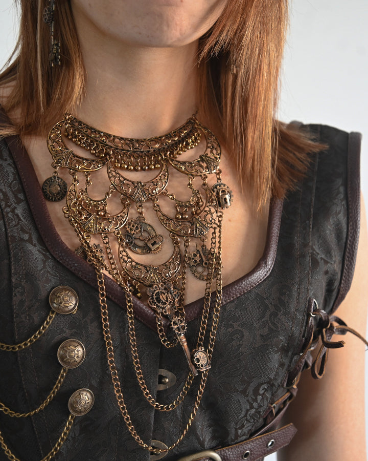The Key to Aetheria - Steampunk Necklace & Earrings Set