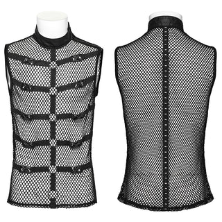 .Strap Cage Mesh Tank Top