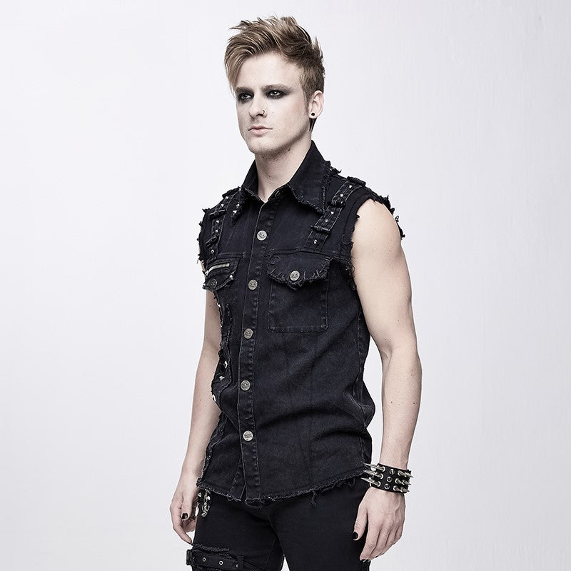 asymmetric punk mens top