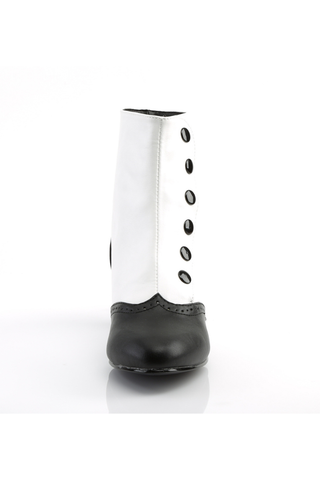 Bordello Flora-1023 black and white Victorian ankle boot front view