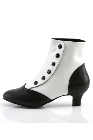 Bordello Flora-1023 black and white Victorian ankle boot outer side view