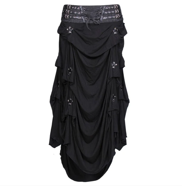 corset belt asymmetric skirt