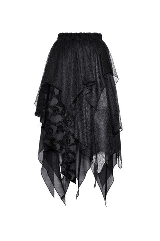Back view of Dark Fae Skirt showing layered handkerchief hem without model