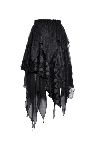 Flat-lay of Dark Fae Skirt showing layered textures and jagged hem