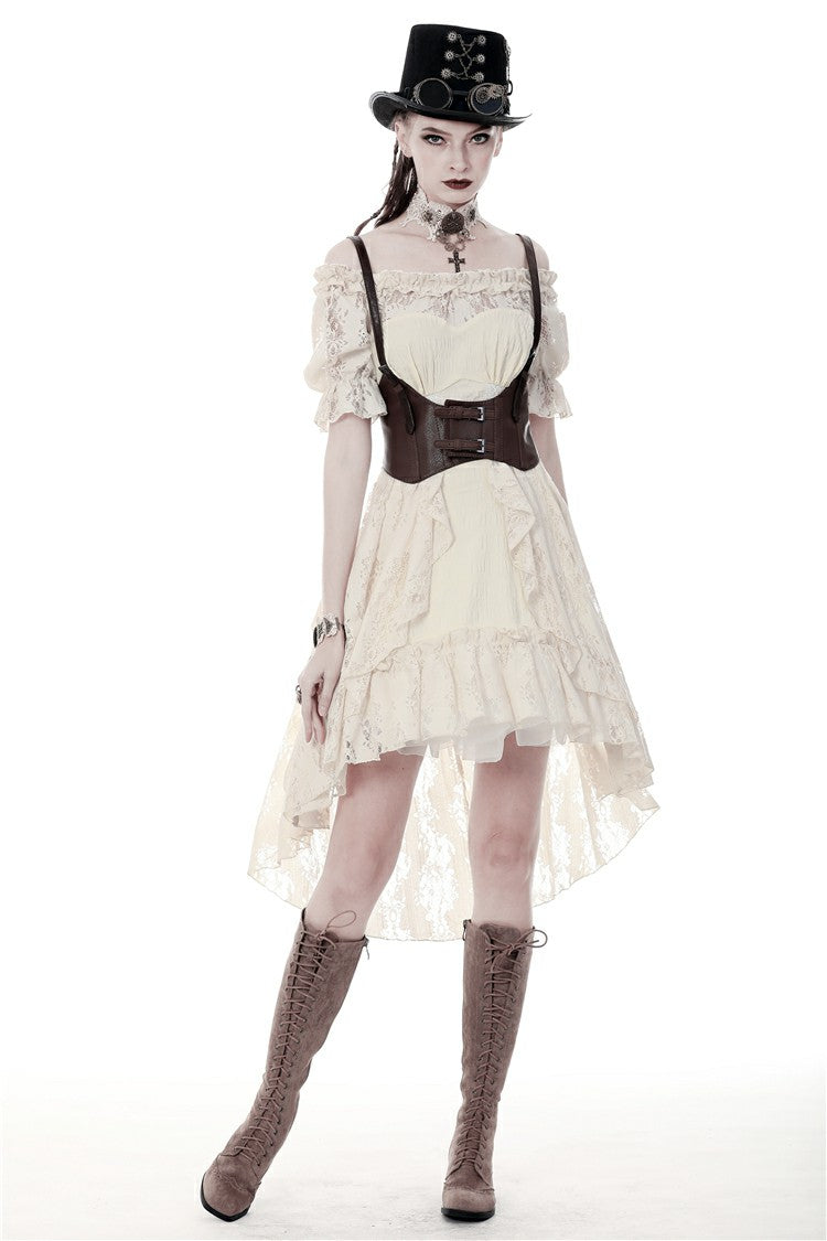 dark in love dw358 victorian steampunk high low beige dress