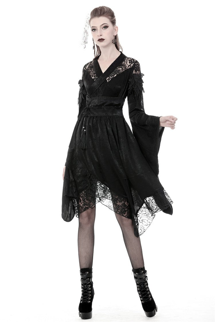 Nu Goth, Visual Kei, Kimono Dress - Dark in Love DW380 OtherWorld Fashion Nu Goth, Visual Kei, Kimono Dress - Dark in Love DW380 OtherWorld Fashion