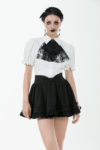 dark in love iw129 white blouse with black lace cravat