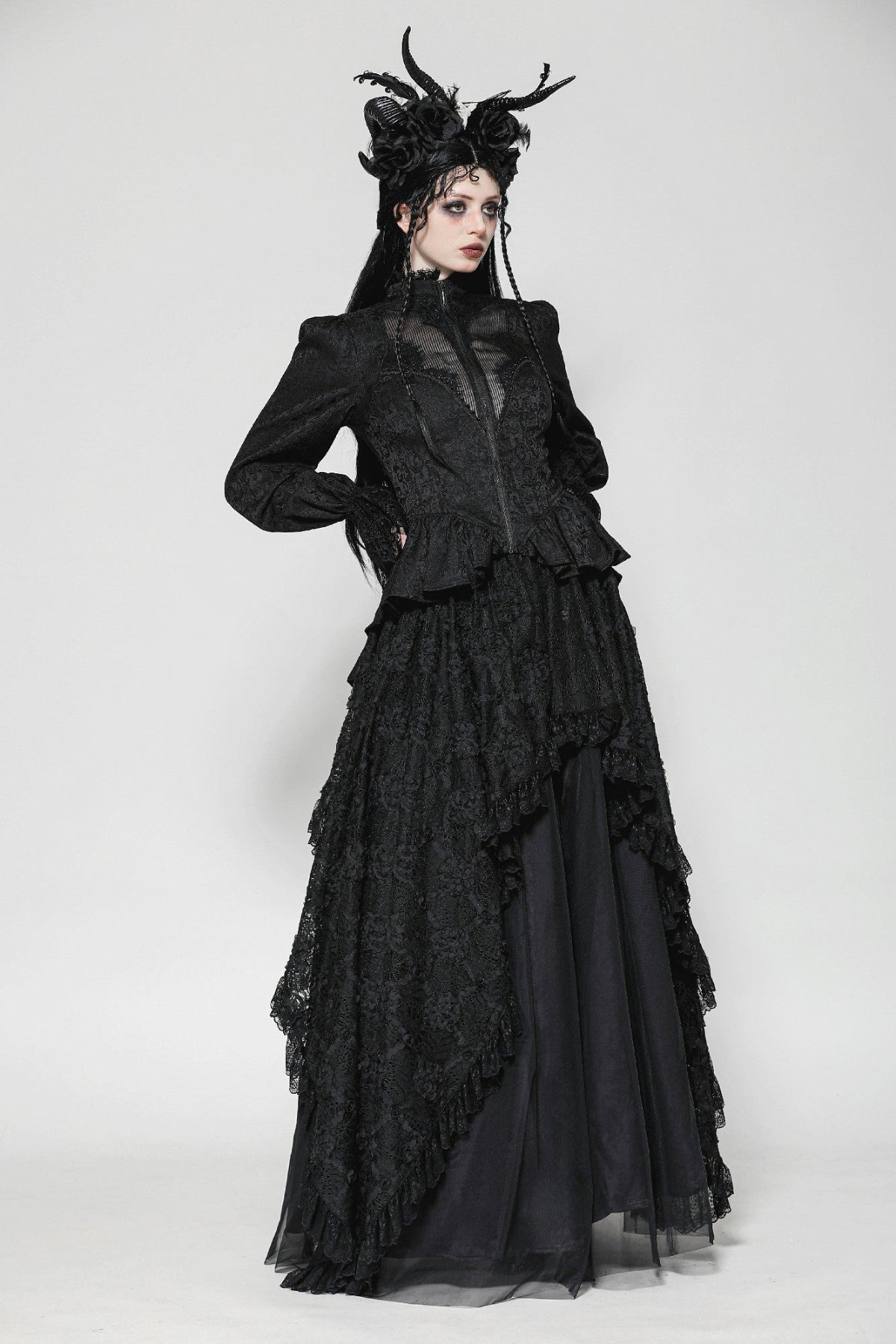 Black Gothic Victorian Lace Tailcoat Jacket – Dark in Love JW271 