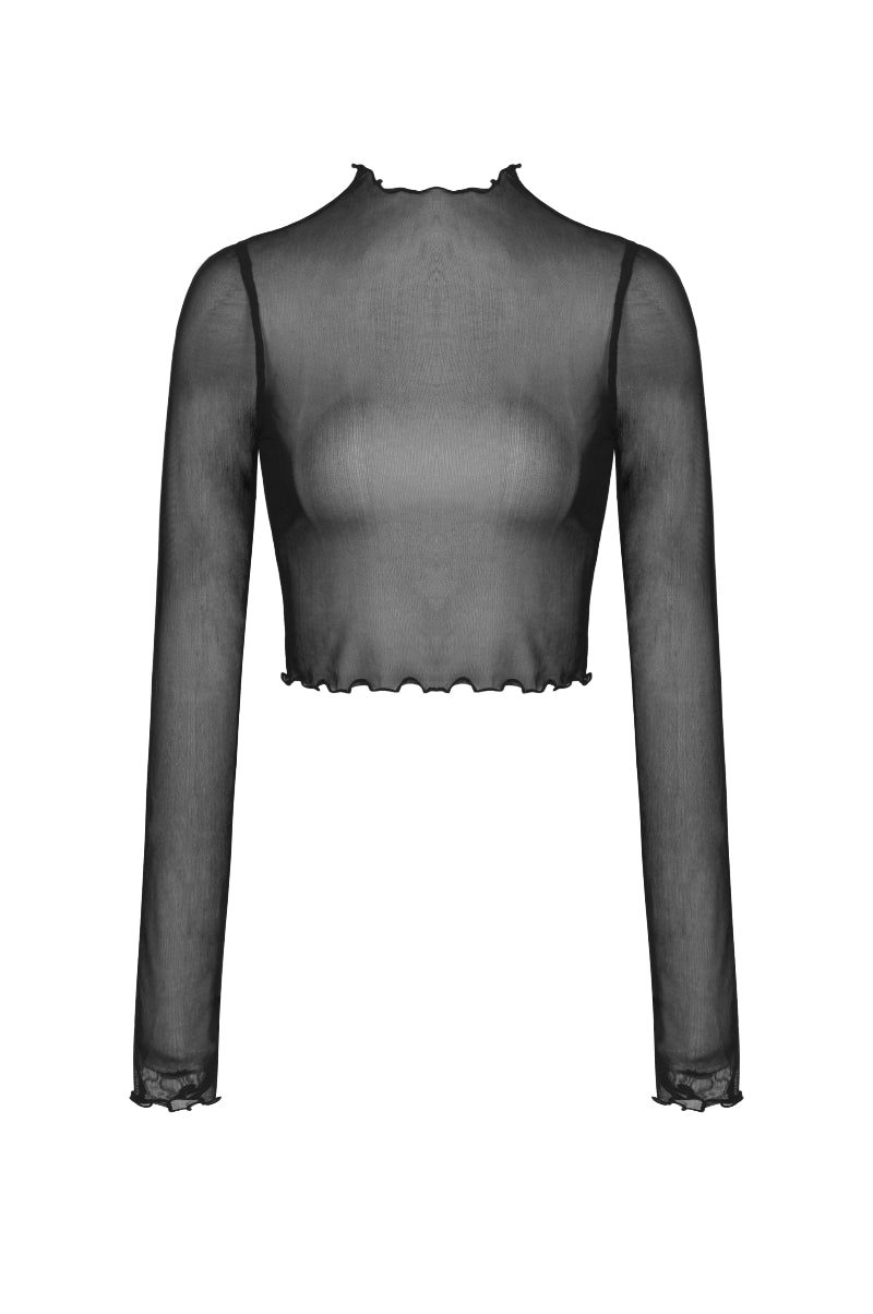 dark in love tw378 sheer mesh crop top