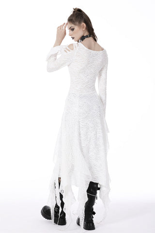 Back view of model in Dark In Love DW725 white lace dress