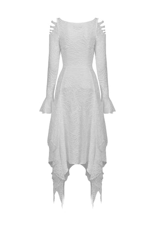 Flat back view of DW725 white witchy dress by Dark In Love