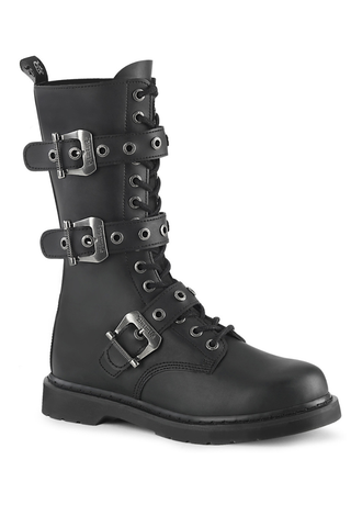 demonia bolt-330 mid-calf combat bopots with trible buckles