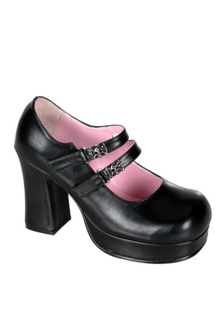 demonia gothika-09 chunky heel mary janes with skull buckles