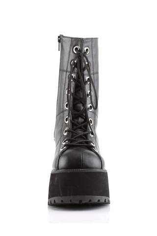 front view of demonia ranger-301 chunky heel platform combat boots